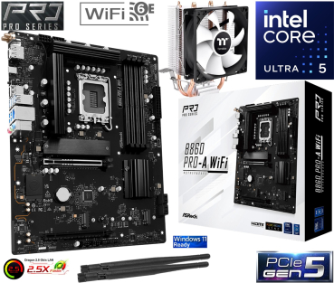 Intel Core Ultra 5 245K - Heatpipe Kühler - ASRock B860 Pro-A WiFi