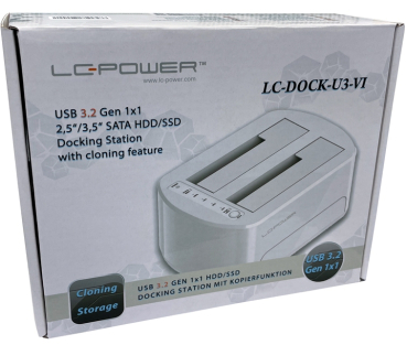 2,5" / 3,5" HDD+SSD LC-Power USB3.2 Dual Bay Dockingstation mit Klon-Funktion