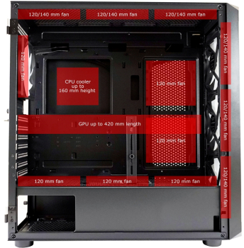 LC-Power Gaming 804B Obsession_X, Glasfenster (Mesh-Frontpanel, 3x 140mm Front, 1x 120mm Back)