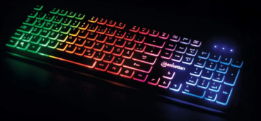 Preview: Manhattan Ultraflache Multimedia-Gaming-Tastatur, schwarz, LEDs RGB, USB, DE