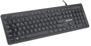 Manhattan Ultraflache Multimedia-Gaming-Tastatur, schwarz, LEDs RGB, USB, DE