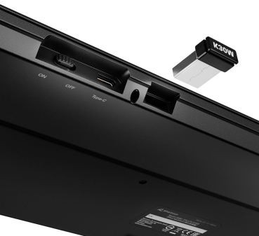 Sharkoon OfficePal K30W (Kabellose Tastatur, wiederaufladbar Lithium-Ion-Akkus bis zu 110 Stunden)