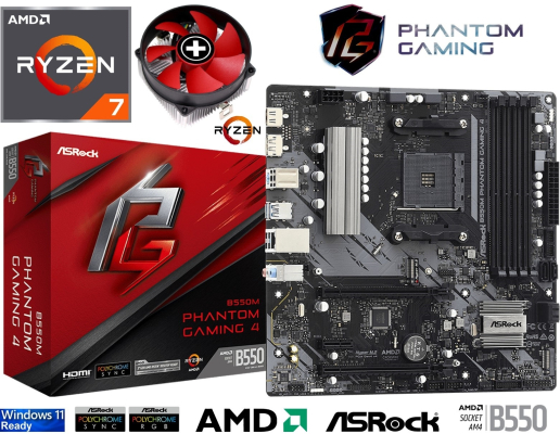 AMD Ryzen 7 5700X - AMD Kühler - ASRock B550M Phantom Gaming 4