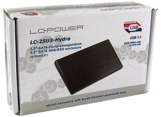 2.5" (6,35cm) LC-Power USB 3.0 Festplattengehäuse, Schwarz (für SATA HDD / SSD)