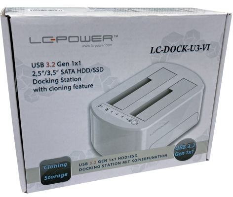 2,5" / 3,5" HDD+SSD LC-Power USB3.2 Dual Bay Dockingstation mit Klon-Funktion