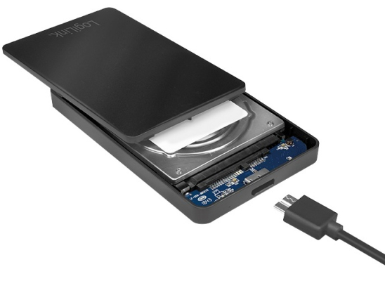 2.5" (6,35cm) LogiLink USB 3.0 Festplattengehäuse LED Anzeige, Schwarz (für SATA HDD / SSD)