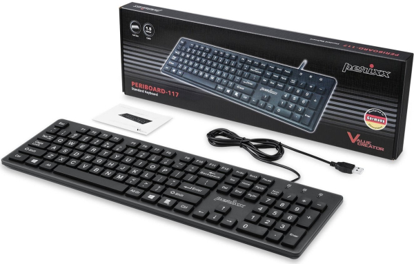 Perixx Periboard-117 schwarz, USB, DE
