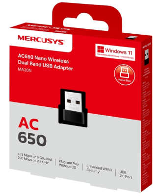 Mercusys AC650 Nano Wireless Dual Band USB Adapter