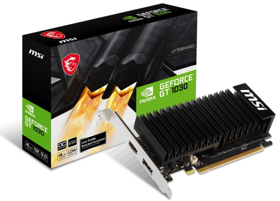 4GB GDDR4 GeForce GT 1030 MSI 4GHD4 LP OC Passiv (Silent 0dB, inkl. Low Profile Slotblech)